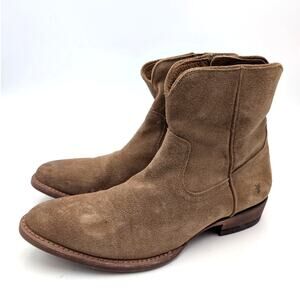 Frye Austin Western Pointed Toe Boots Side Zip Men's Dark Ash Size US9.5D EU42.5